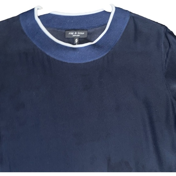 Rag & Bone Navy Blue 100% Silk Chevron Dress - Size Small - Picture 10 of 15